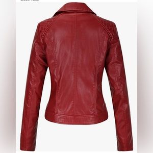 UANEO Women's Slim Faux Leather Motorcycle Biker Jacket Outerwear